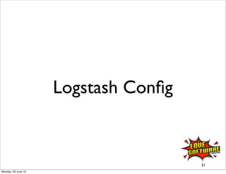 Logstash Conﬁg
31
Monday, 29 June 15
 