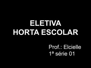 ELETIVA
HORTA ESCOLAR
Prof.: Elcielle
1ª série 01
 
