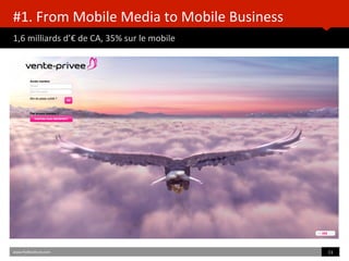 #1.	
  From	
  Mobile	
  Media	
  to	
  Mobile	
  Business	
  	
  
1,6	
  milliards	
  d’€	
  de	
  CA,	
  35%	
  sur	
  le	
  mobile	
  
	
  	
  
www.HUBinsBtute.com	
   11	
  	
  
 