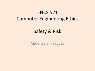 Slide set 4 safety and risk | PDF