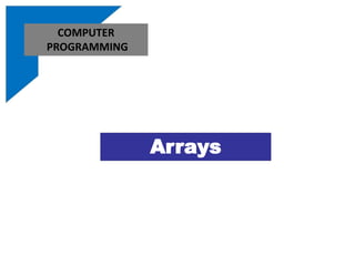 Arrays
COMPUTER
PROGRAMMING
 