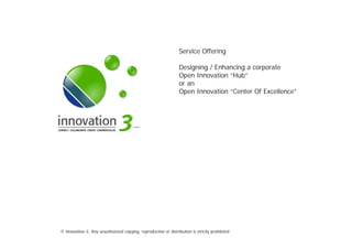 SLIDESETOIHUB.PPTX
© innovation-3; Any unauthorized copying, reproduction or distribution is strictly prohibited
Service Offering
Designing / Enhancing a corporate
Open Innovation “Hub”
or an
Open Innovation “Center Of Excellence”
 