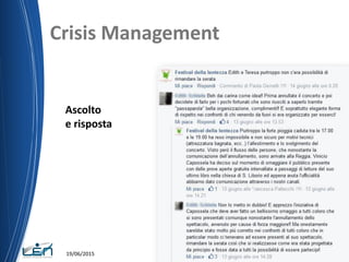 Crisis Management
19/06/2015
Ascolto
e risposta
 