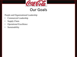Our Goals
People and Organizational Leadership
• Commercial Leadership
• Supply Chain
• Operational Excellence
• Sustainability
 