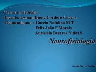 Neurofisiología


       Santa Cruz – Bolívia
 