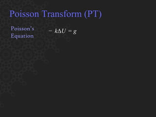 Poisson Transform (PT) Poisson’s Equation k Δ U − = g 