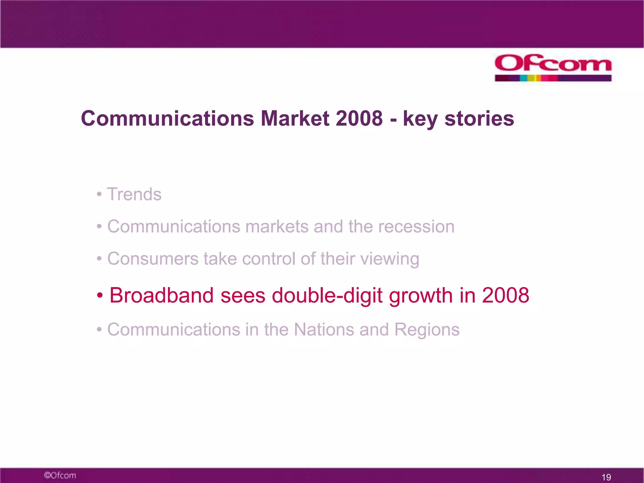 11Time per day spent using communications services On average, consumers spent a little more time using communications services – home internet on the rise, but radio listening declines5 year CAGR0.1%-1.9%21.5%-3.4%15.2%Source: Ofcom/BARB/RAJAR/Nielsen Netratings (internet is home use only) 