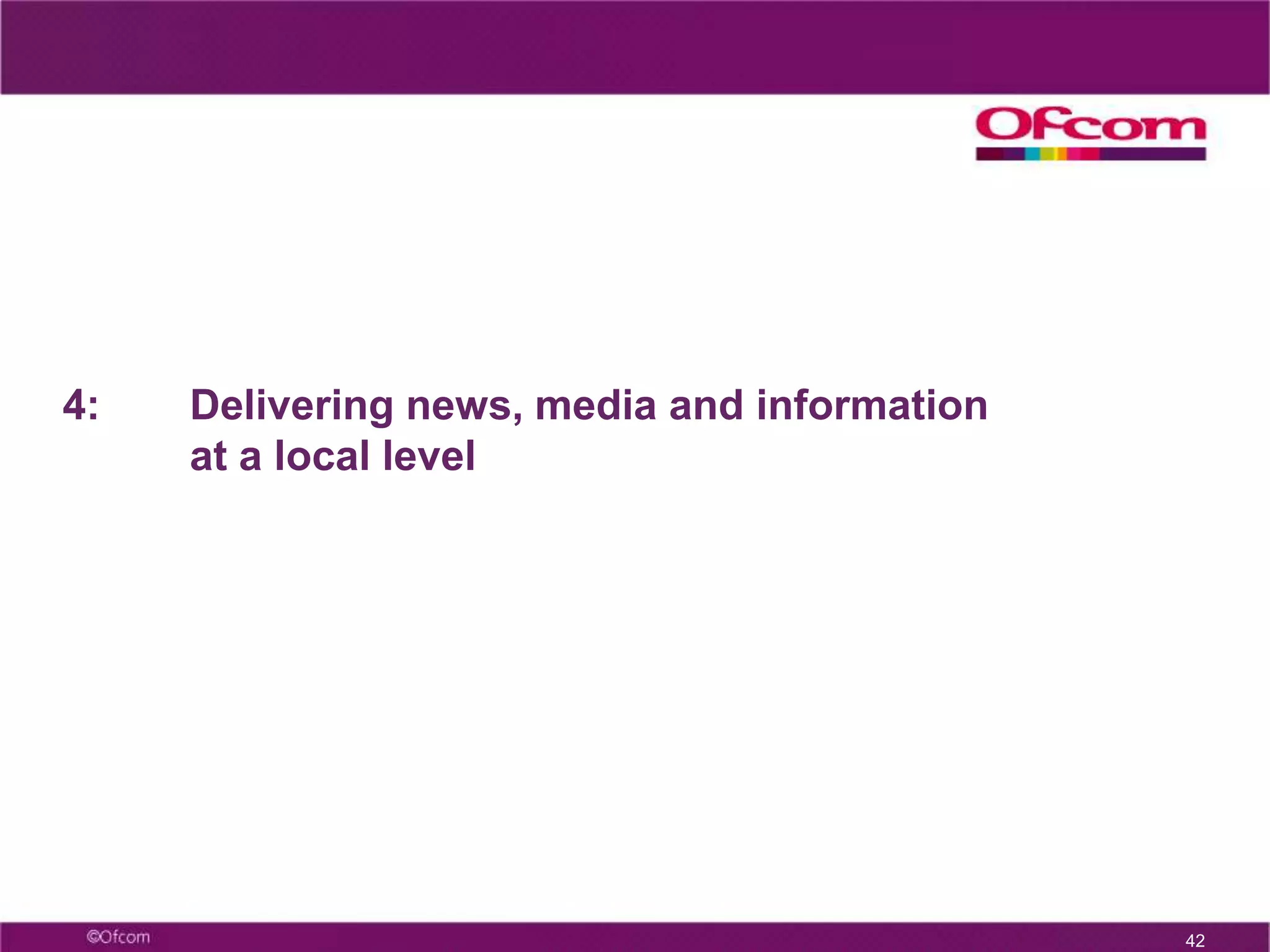  Communications in the Nations and Regions20More than two-thirds of households have broadband – double-digit growth between Q1 2008 to Q1 2009 Take-up of broadband, combining landline and mobile, increased to 68% at Q1 2009, up by 10 percentage points year on yearSource: Ofcom research