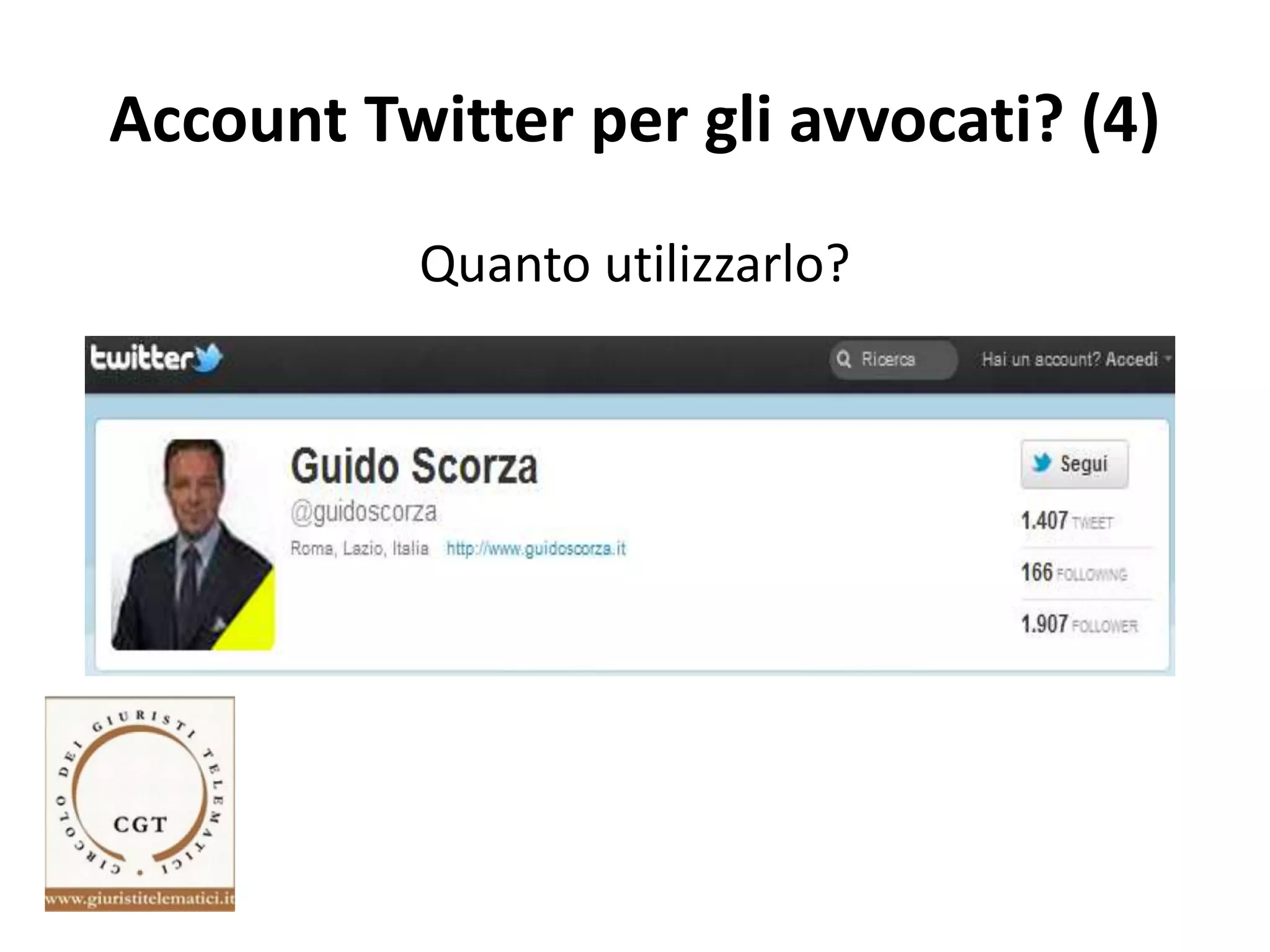 Account Twitter per gli avvocati? (4)
Quanto utilizzarlo?