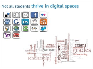 Not all students thrive in digital spaces
 