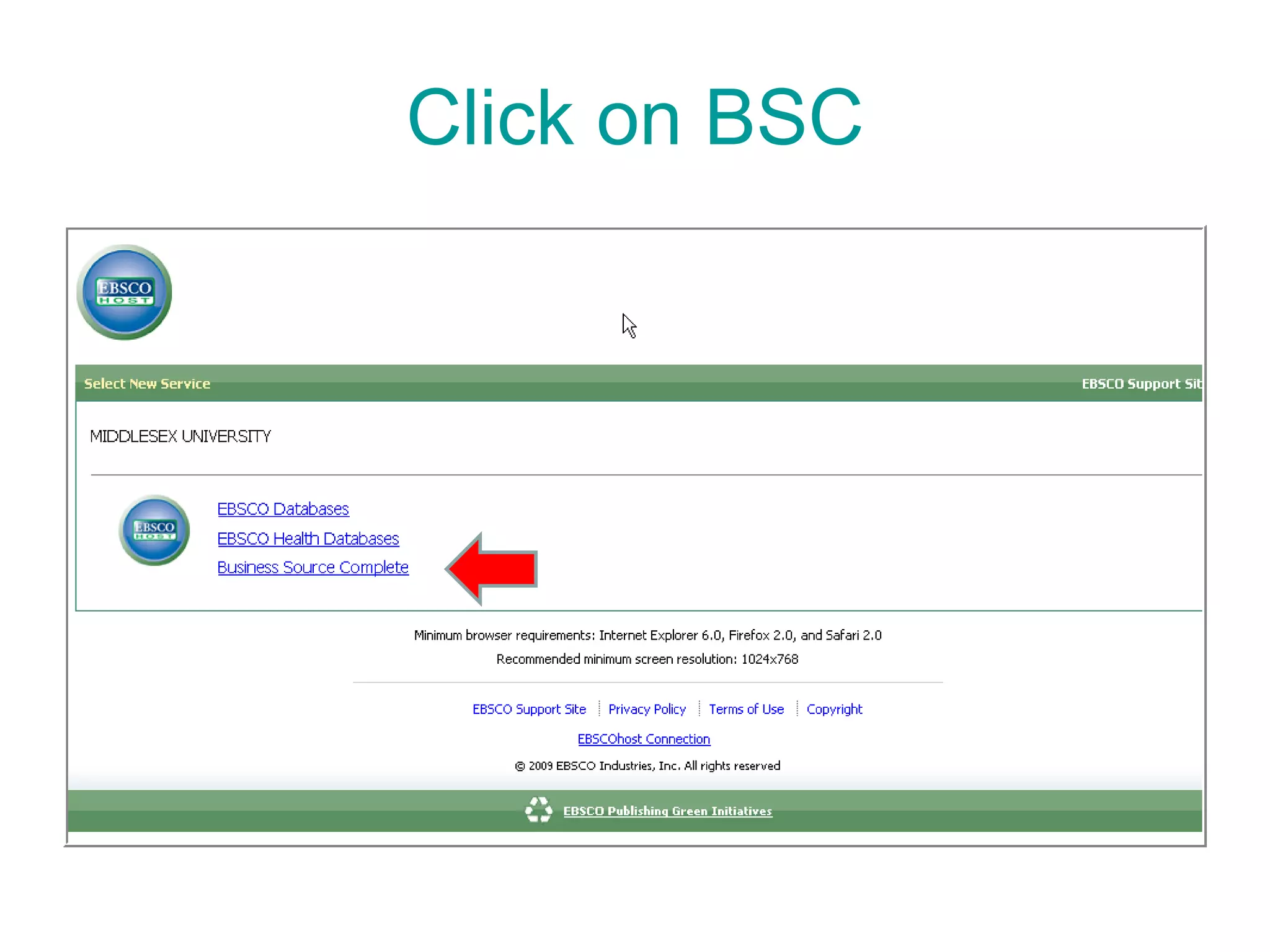 Click on BSC 