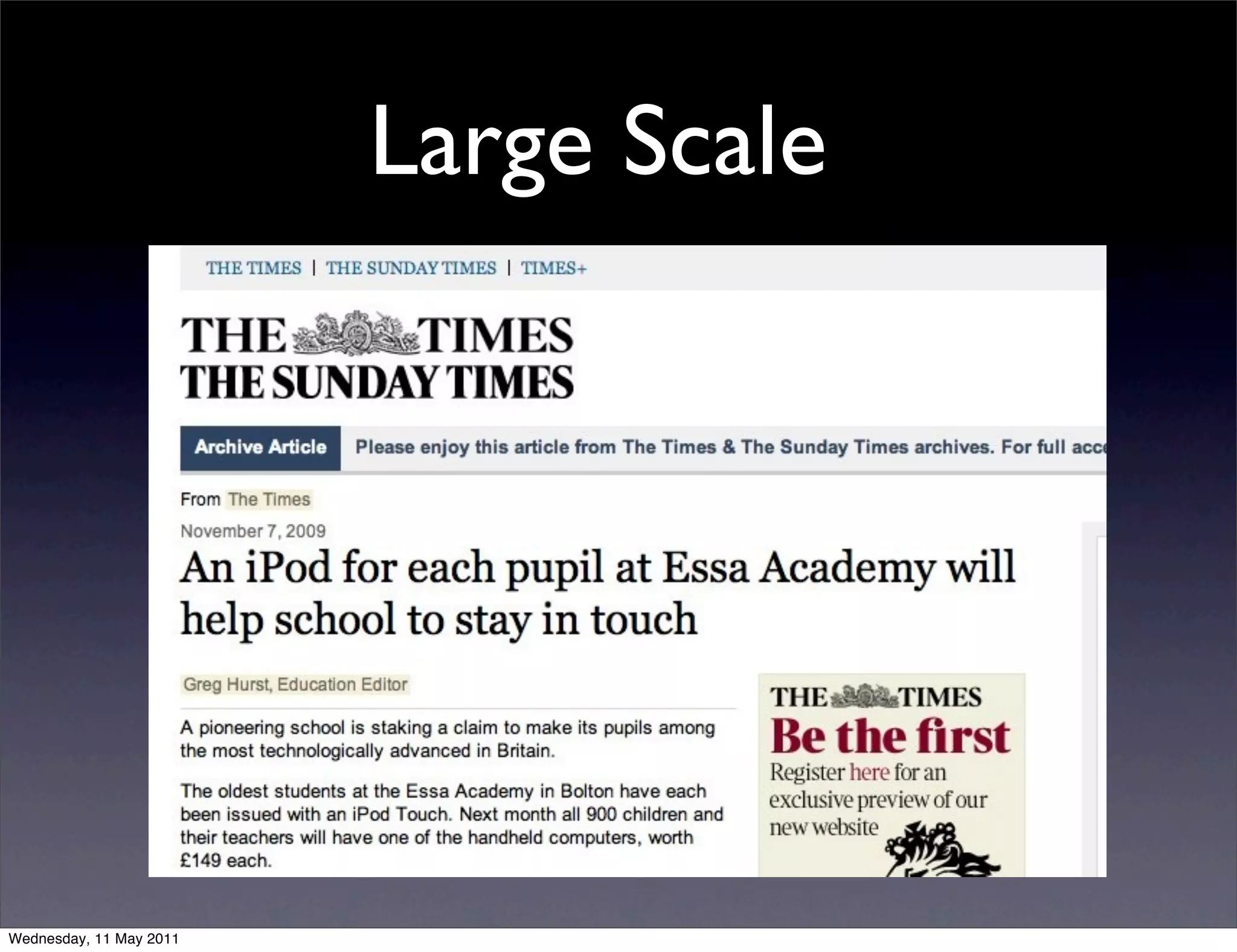 Large Scale




Wednesday, 11 May 2011
 