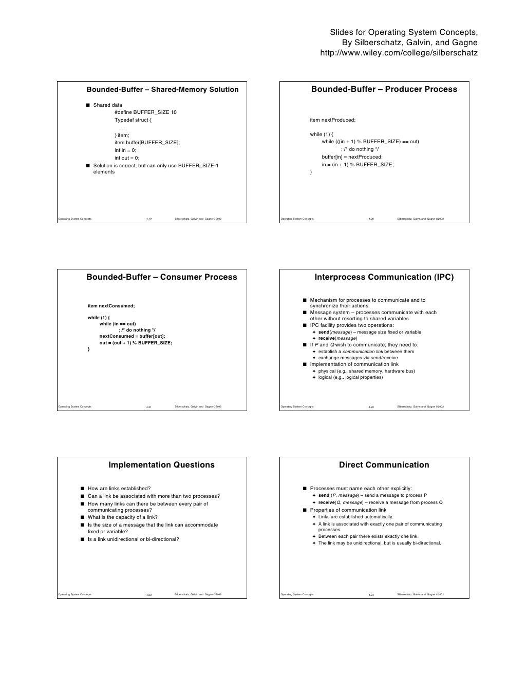 Slides for operating system concepts by silberschatz galvin and gagne