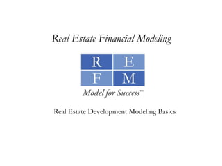 Real Estate Development Modeling Basics Real Estate Financial Modeling 