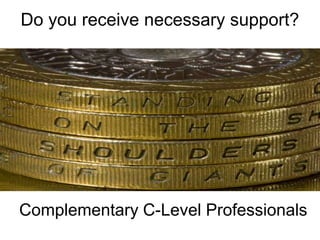 Do you receive necessary support?
Complementary C-Level Professionals
 