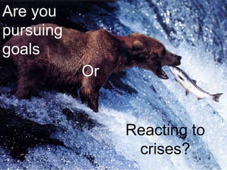 Are you
pursuing
goals
Reacting to
crises?
Or
 