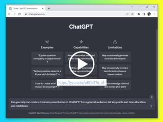 Let's talk about GPT: A crash course in Generative AI for researchers - @steven2358 17
https://youtu.be/a8Xhi77d_cE
 
