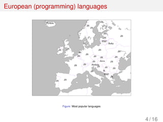 European (programming) languages
Figure: Most popular languages
4 / 16
 