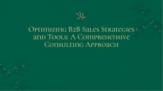 Optimizing B2B Sales Strategies
and Tools: A Comprehensive
Consulting Approach
 