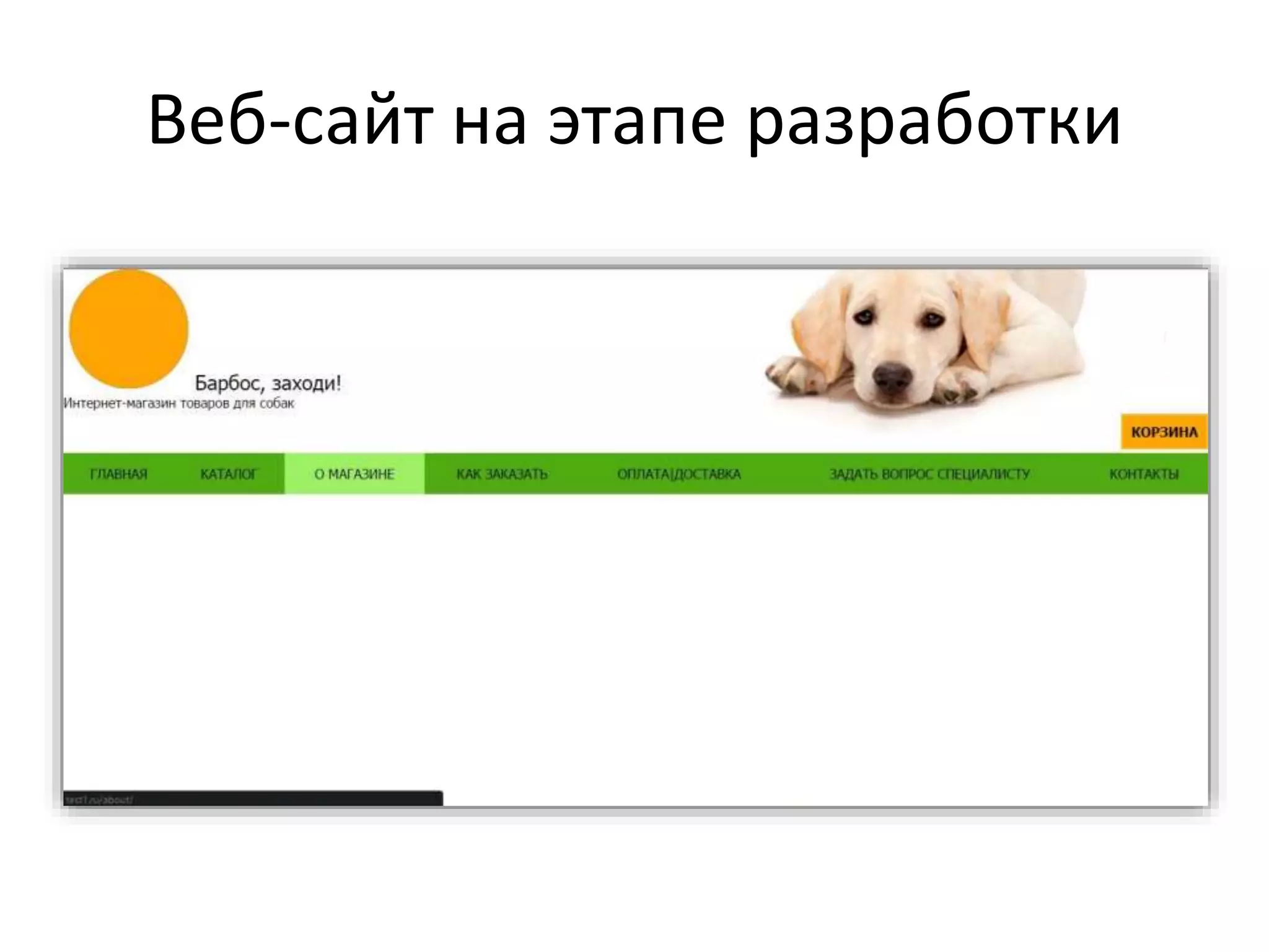 Веб-сайт на этапе разработки
 