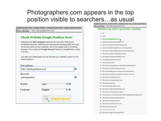 Photographers.com appears in the top position visible to searchers…as usual 