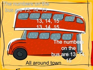 The Letters on the bus<br />Colleen Kashow<br />From: The Wheels on the bus<br />The numbers on the <br />bus are 13, 14, ...
