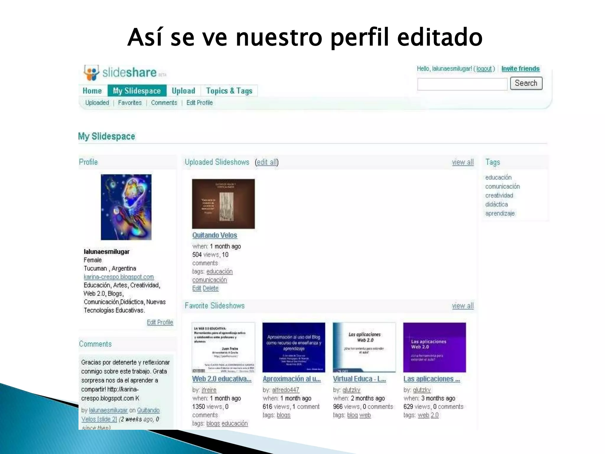 Así se ve nuestro perfil editado