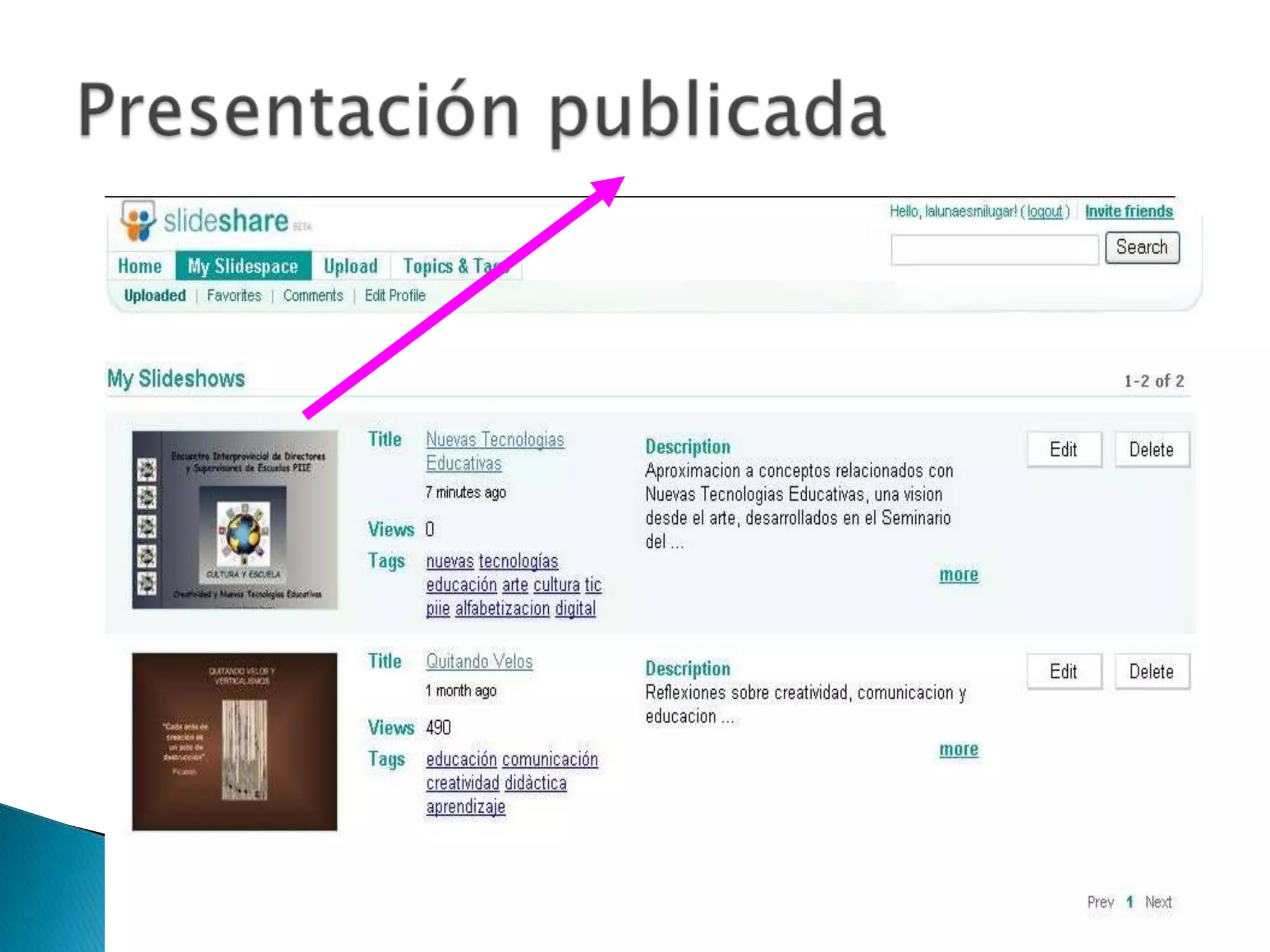 Presentación publicada