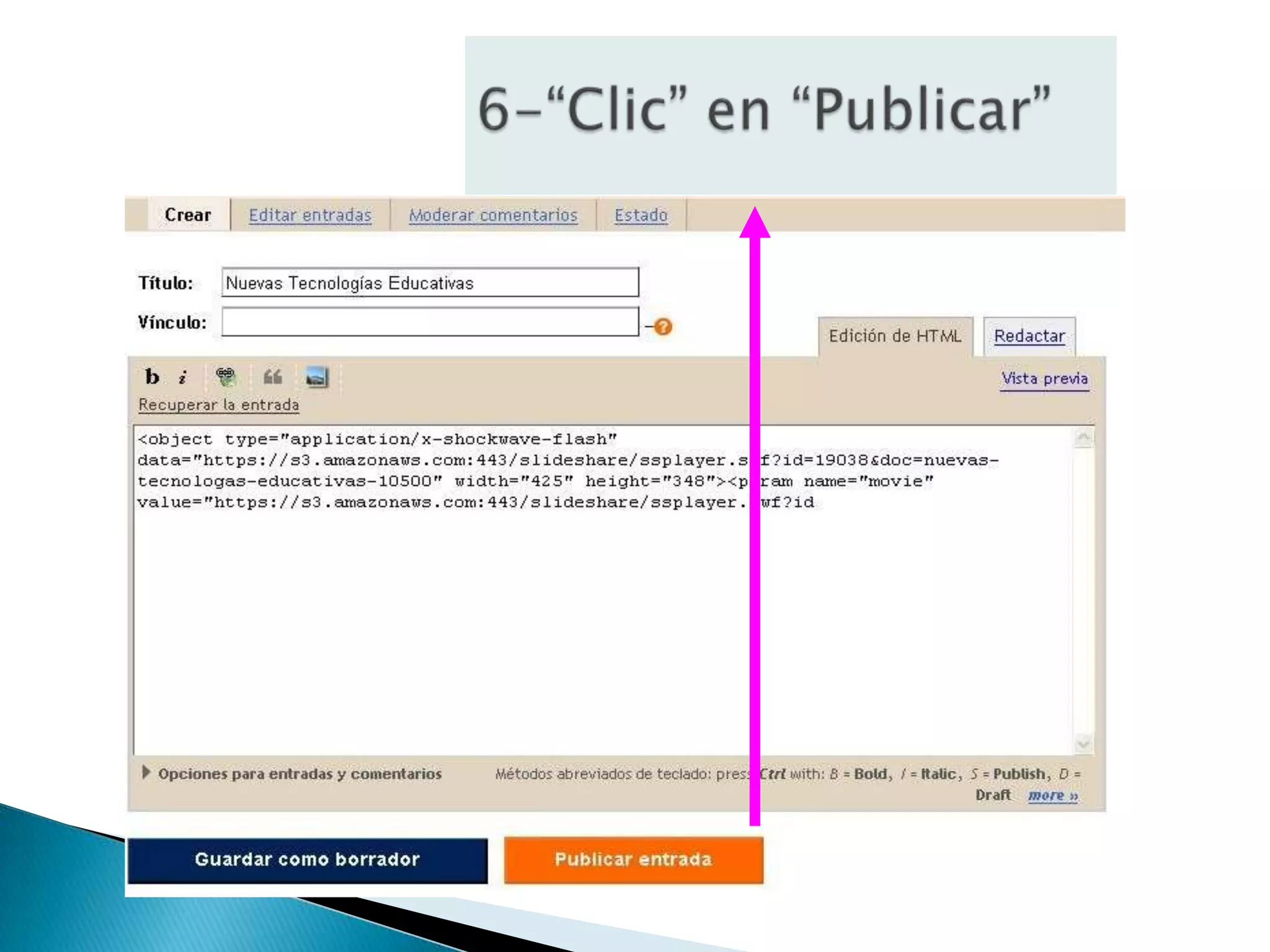 6-“Clic” en “Publicar”