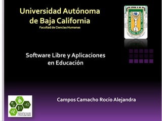 Universidad Autónoma de Baja CaliforniaFacultad de Ciencias Humanas Software Libre y Aplicaciones  en Educación Campos Camacho Rocío Alejandra 