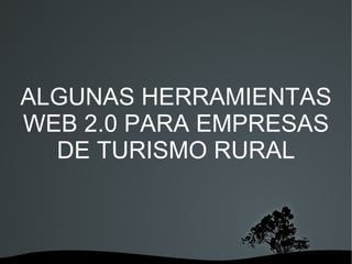 ALGUNAS HERRAMIENTAS WEB 2.0 PARA EMPRESAS DE TURISMO RURAL 