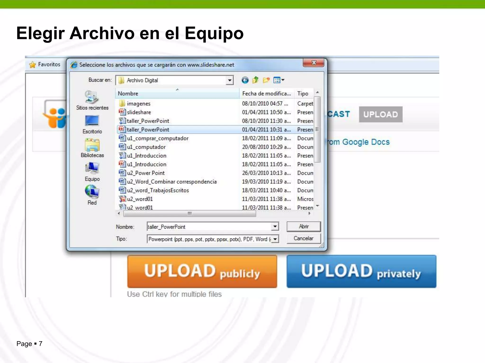 Elegir Archivo en el Equipo