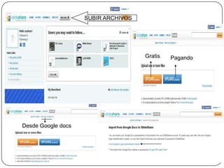 SUBIR ARCHIVOSGratisPagandoDesde Google docs