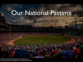 Our National Pastime




http://farm4.static.flickr.com/3387/3599784525_8951cb70ec_b.jpg
http://upload.wikimedia.org/wikipedia/commons/2/28/Baseball_(crop).png
 