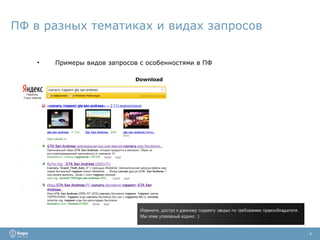 ПФ в разных тематиках и видах запросов Примеры видов запросов с особенностями в ПФ 4 Download 