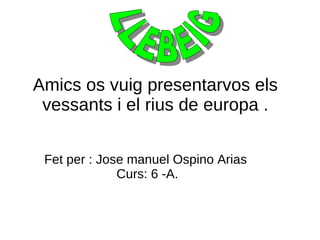 Amics os vuig presentarvos els vessants i el rius de europa . Fet per : Jose manuel Ospino Arias  Curs: 6 -A. LLEBEIG 