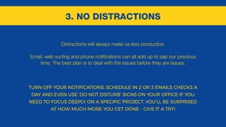 Distractions will always make us less productive.
Email, web surfing and phone notifications can all add up to sap our pre...