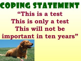 Coping Statement “ This is a test This is only a test This will not be important in ten years” 