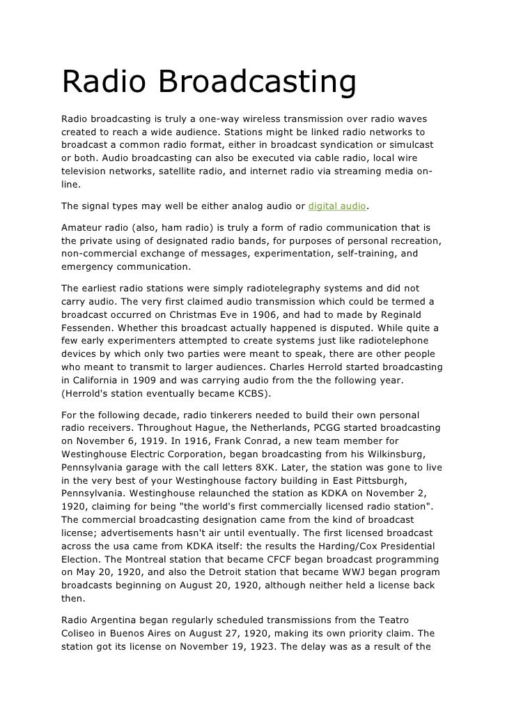 A History Of Radio Broadcasting