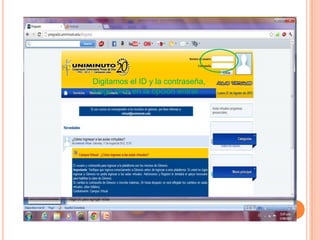 Digitamos el ID y la contraseña,
luego click en la opción entrar
 