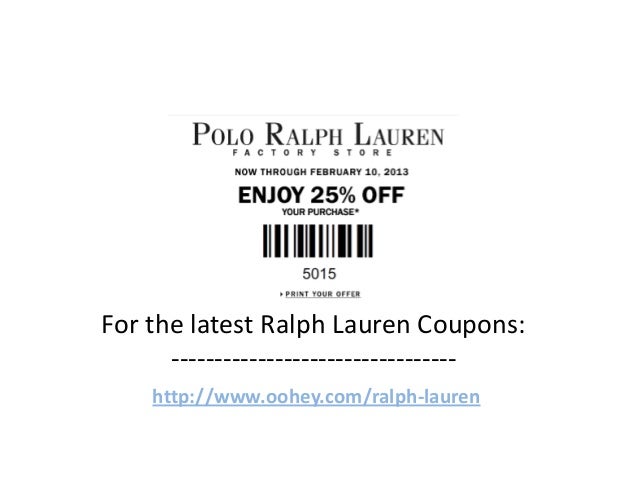 Ralph Lauren Coupons Code February 2013 March 2013 April 2013