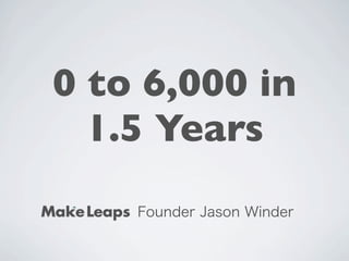 Founder Jason Winder
0 to 6,000 in
1.5 Years
 