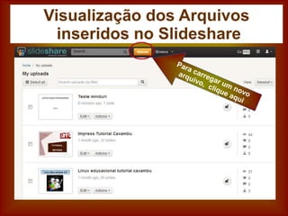 Visualização dos Arquivos
inseridos no Slideshare
 