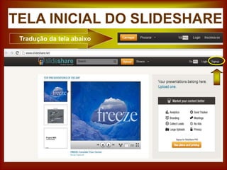 TELA INICIAL DO SLIDESHARE
Tradução da tela abaixo
 
