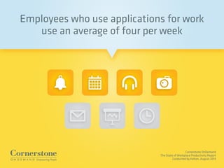 Cornerstone OnDemand
The State of Workplace Productivity Report
Conducted by Kelton, August 2013
Employees who use applica...