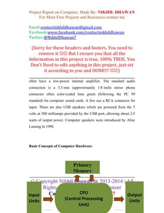 Project Report on Computer (Basics, MS Word, MS Powerpoint, Email) | DOCX