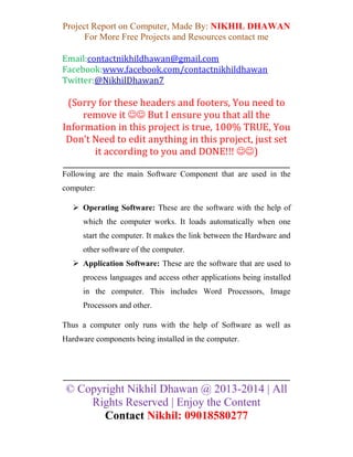 Project Report on Computer (Basics, MS Word, MS Powerpoint, Email) | DOCX