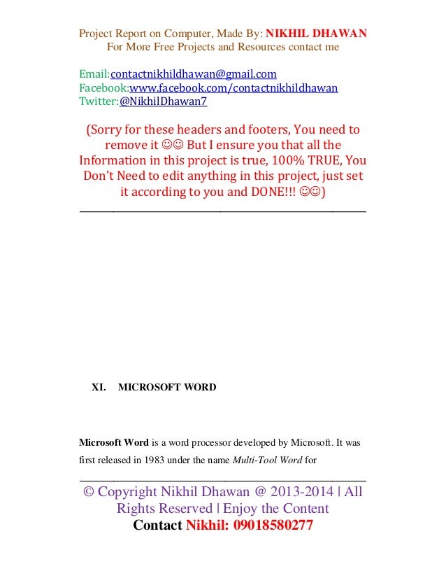 ms word project report