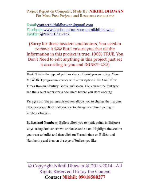 ms word project work