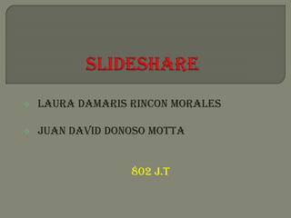  LAURA DAMARIS RINCON MORALES
 JUAN DAVID DONOSO MOTTA
802 J.T
 